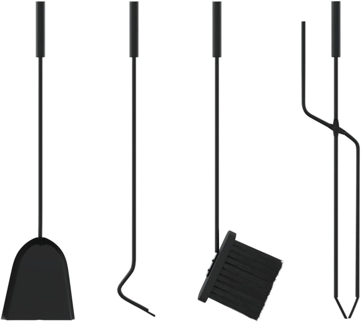 Kaminbesteck-Set 23 x 15 x 66 cm aus Stahl mit 5 Teilen für sichere Holzfeuerstellen, inklusive Schü