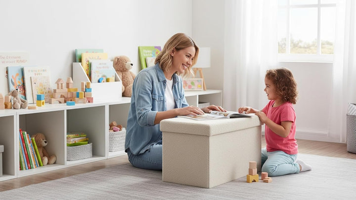 Zedelmaier Sitzbank Sitzwürfel mit Stauraum Plüschstoff Fussbank Truhen Aufbewahrungsbox faltbar bel