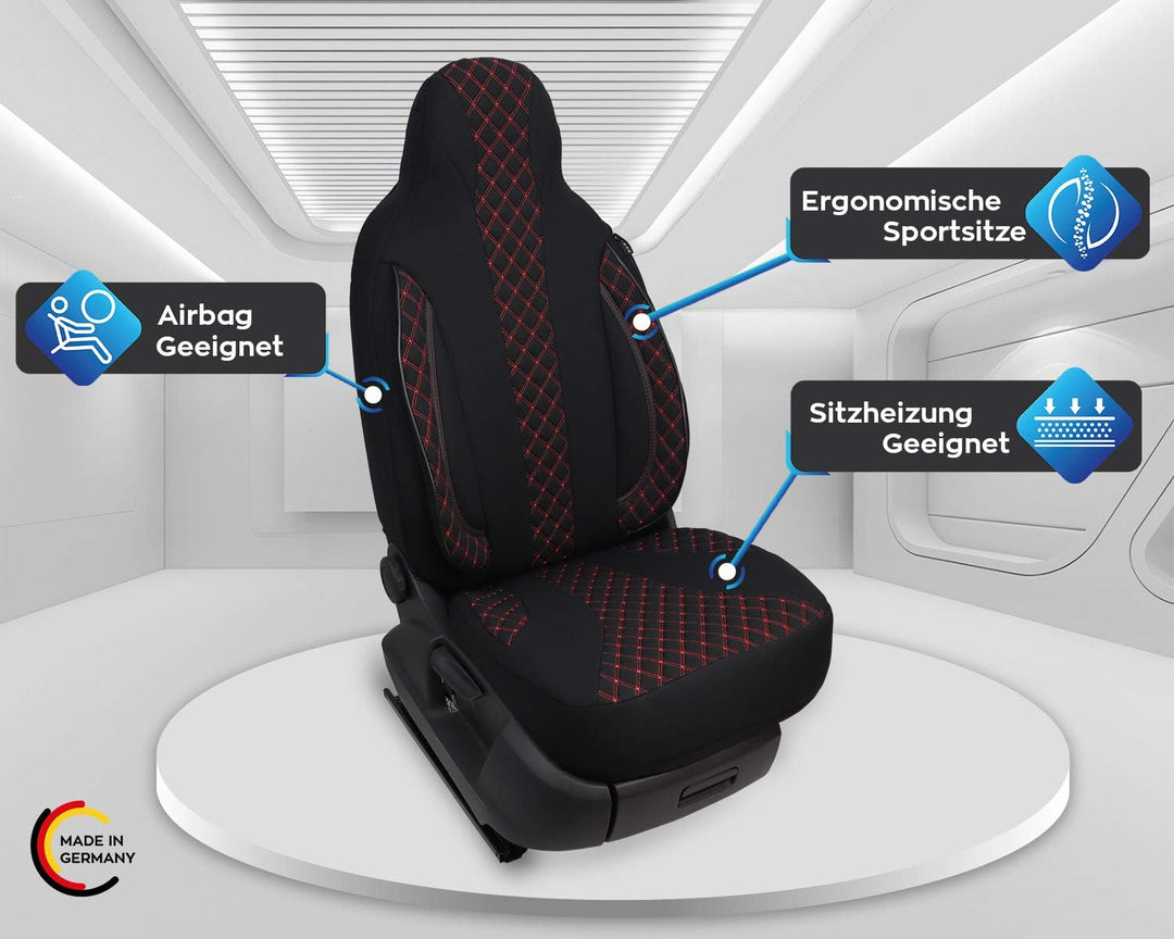 BREMER SITZBEZÜGE Mass Sitzbezüge Schonbezüge für Mercedes GLK X204 PL402 PL402 Schwarz/Rote Naht, P