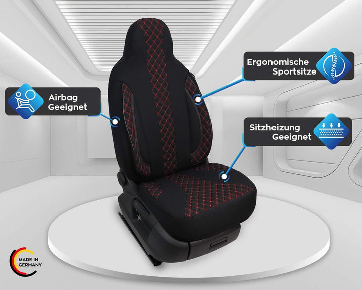 BREMER SITZBEZÜGE Mass Sitzbezüge Schonbezüge für Mercedes GLK X204 PL402 PL402 Schwarz/Rote Naht, P