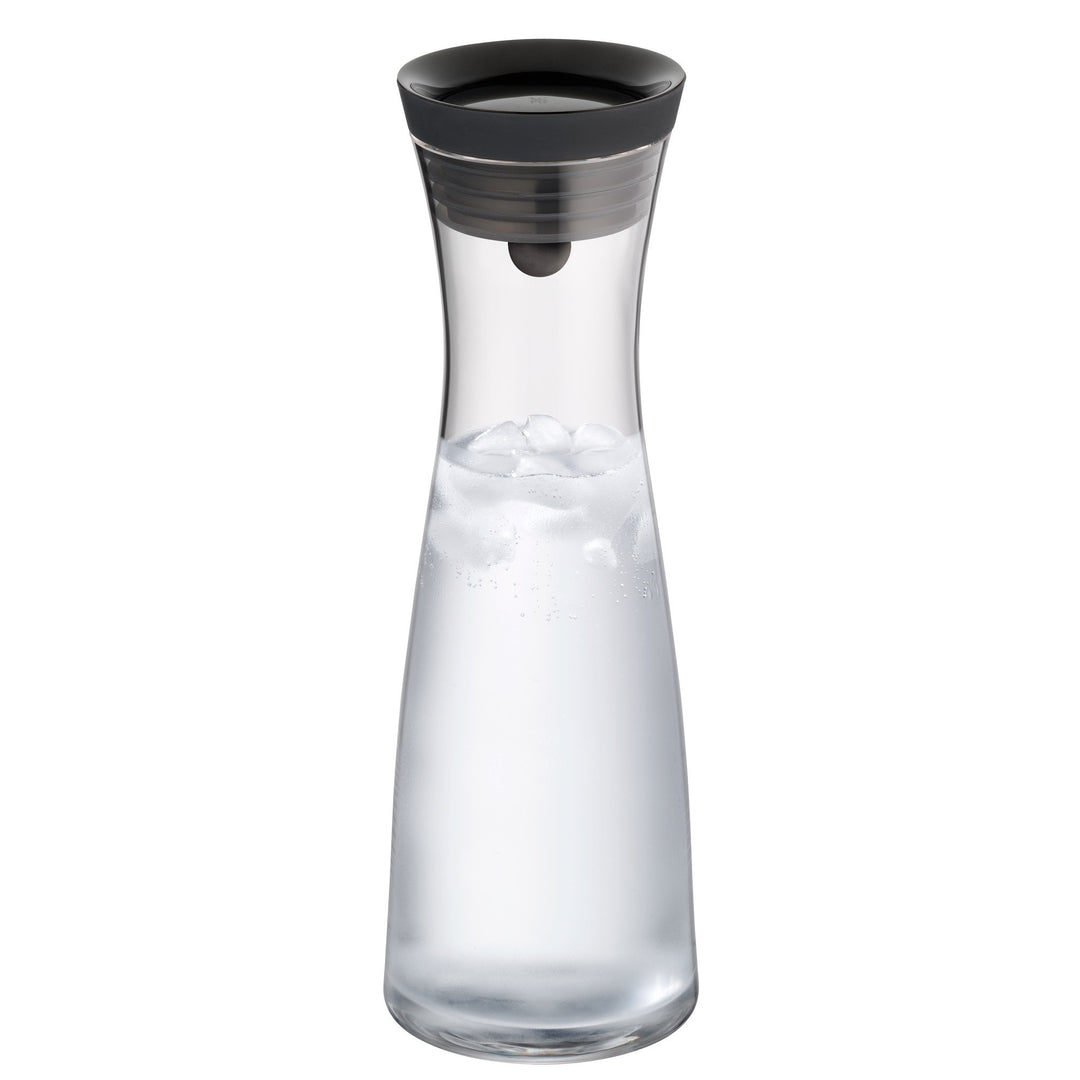 WMF Basic Wasserkaraffe aus Glas, 1 Liter, Glaskaraffe mit Deckel, Silikondeckel, CloseUp-Verschluss