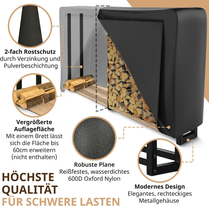 Kaminholzregal aussen Metall 223x25x115cm