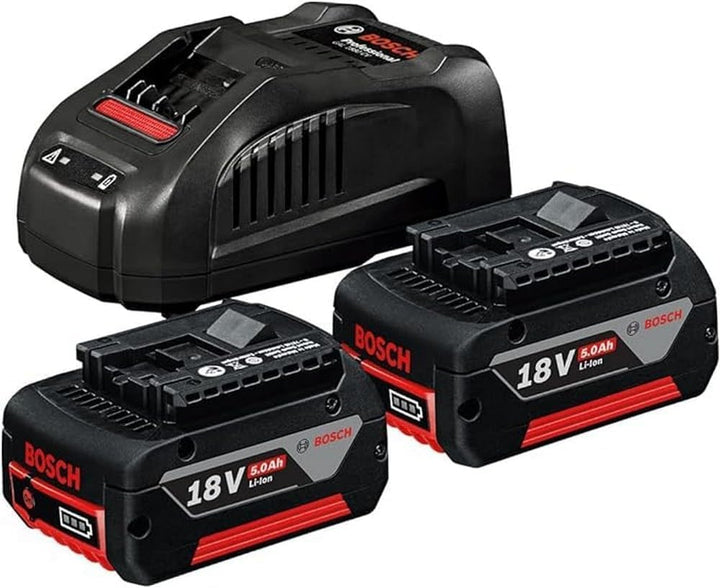 Bosch Professional 18V System Akku Starter-Set (2x GBA 18V 5.0Ah Akku + Schnellladegerät GAL 1880 CV