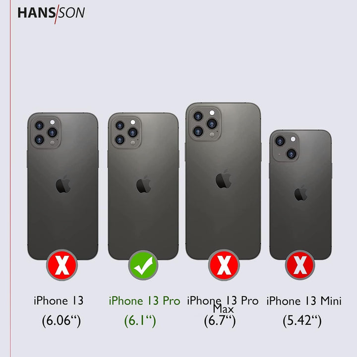 HANS/SON Klappbare Echtlederhülle Grau | iPhone 13 Pro Ledercase mit Kartenfächern | Lederhülle mit