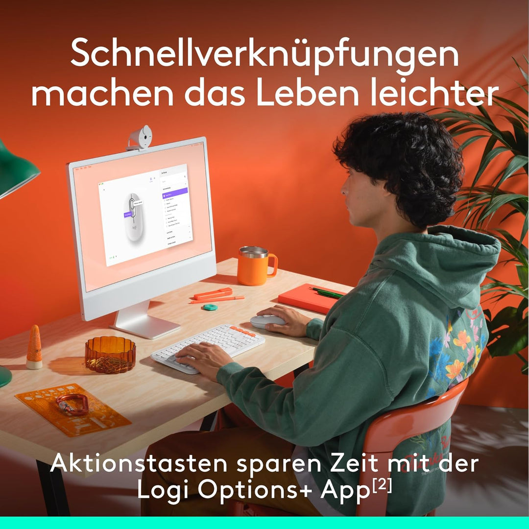 Logitech POP Mouse, kompakte und Mobile kabellose Bluetooth-Maus mit programmierbaren Tasten und lei