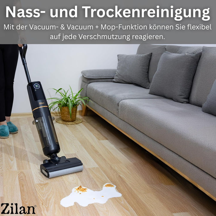 Zilan Akku Nass-Trockensauger mit Wischfunktion – Kabelloser Wischsauger & Staubsauger, Nass-Trocken