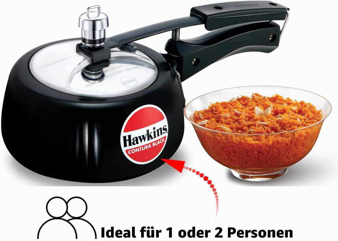 HAWKINS CB15 harteloxierter Schnellkochtopf, aluminium, 1.5 liters, Contura Schwarz 1.5-Liter, 1.5-L