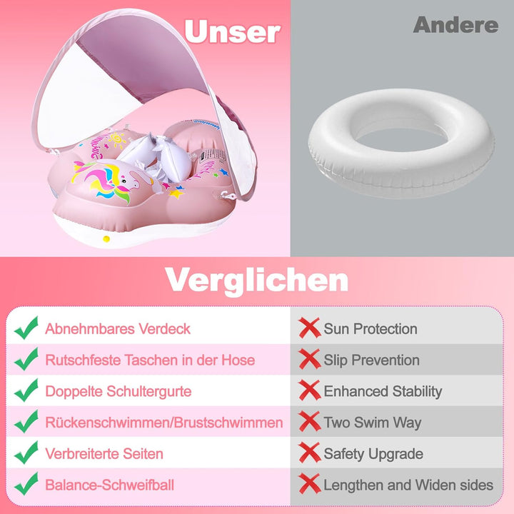 Schwimmsessel für Kinder mit Sonnendach - Schwimmdübel für Kleinkinder im Alter von 6-36 Monaten mit