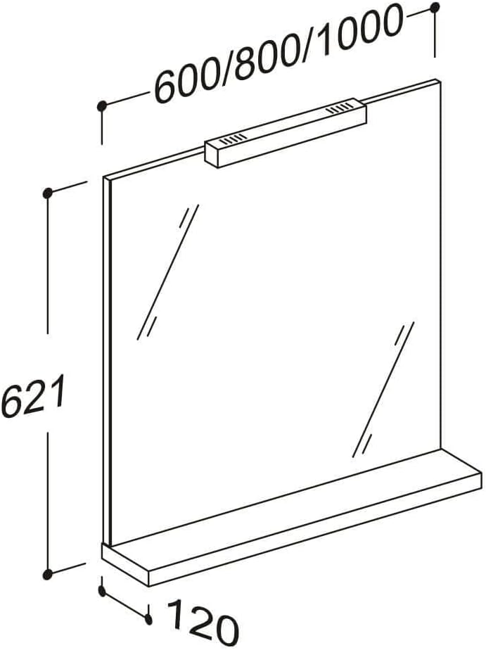 Sieper | Badezimmer Spiegel mit Beleuchtung und Ablage 60 cm Wandspiegel, Badspiegel energiesparend,
