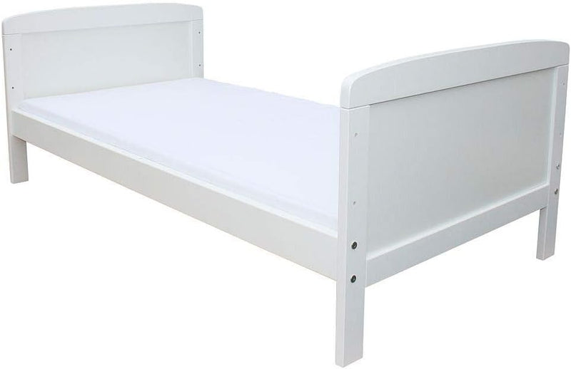 Micoland Kinderbett Juniorbett 140x70 cm mit Matratze umbaubar Weiss