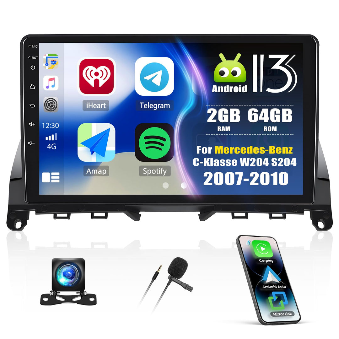 SIXTOP [2G+64G] Android 13 Autoradio mit Bluetooth für M-ercedes Benz C-Klasse W204 S204 2006-2011 m