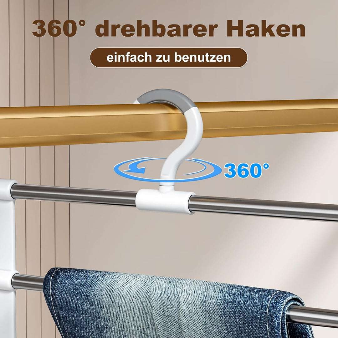 CTIME 2 Stück Hosenbügel Platzsparendend, Kein Aufbau Erforderlich, 360° Drehbarer Hosenständer aus