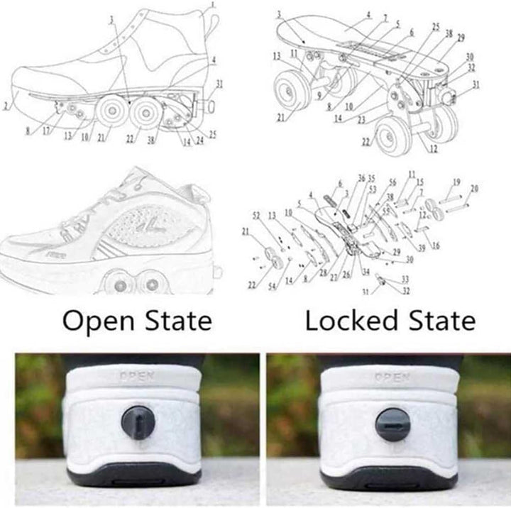 Rollschuhe für Mädchen, Sneaker, Skateschuhe, Sneaker, mit Rädern, Sport, Gymnastik, Mode, Mehrzweck