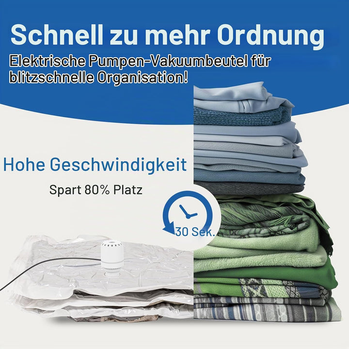Vakuumbeutel für Kleidung mit Elektrischer Luftpumpe, 8 Stück Vakuumierbeutel (4 Gross, 2 Mittel, 2