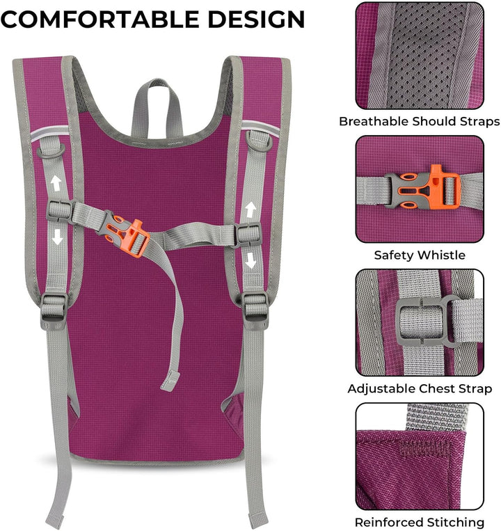 Faltbarer Wanderrucksack, Kleiner Tagesrucksack Ultraleicht für Herren & Damen, Foldable Backpack, I