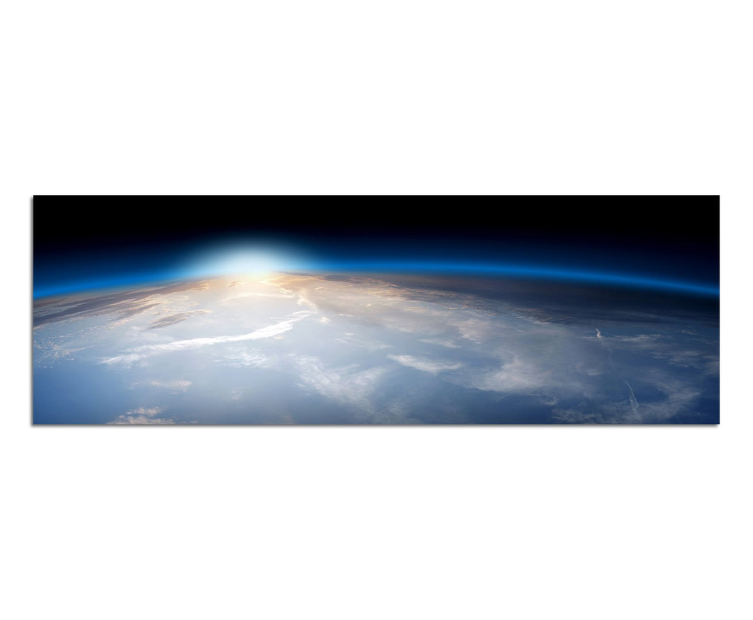 Paul Sinus Art Panoramabild auf Leinwand und Keilrahmen 150x50cm Weltall Planet Erde Sonne