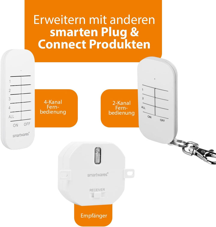 Smartwares SH4-99567 Schlafzimmer-Lichtschalterset – Plug & Connect – 1 Einbauschalter – 3 Wandschal