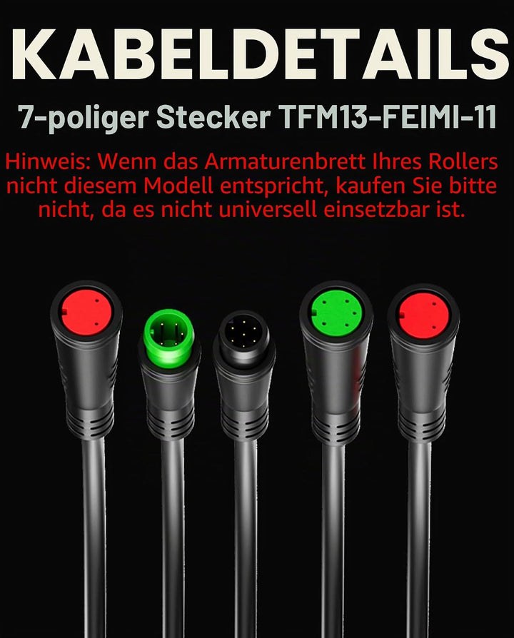 Bordbildschirm LCD 7 Pins Kompatibel mit Kukirin G2 Master (Version B) Kickscooter, Geschwindigkeits