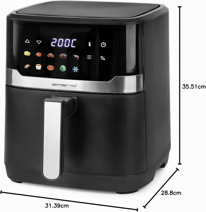 EMERIO digitale XXL Heissluftfritteuse mit 6,5L | neuartiges FARB-DISPLAY | AirFryer | Frittieren oh