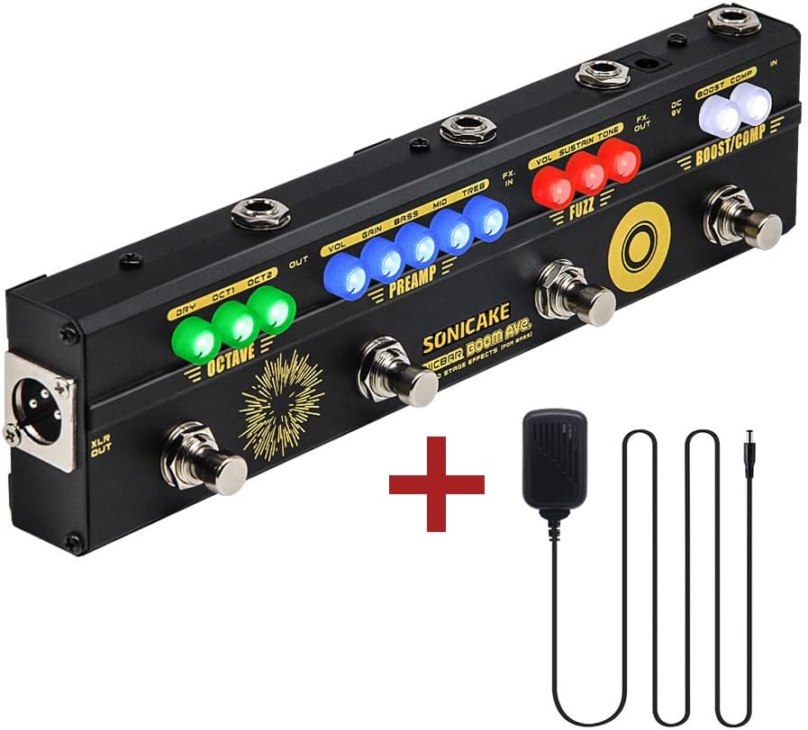 SONICAKE Multi Effektpedal Bass preamp Vorverstärker DI Box Multi Effektpedal mit Compressor Boost F