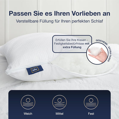 Fabsy Kopfkissen zum Schlafen 2er-Set–Luxuriöses Weiches Kühlendes Kopfkissen - Atmungsaktive Polyes