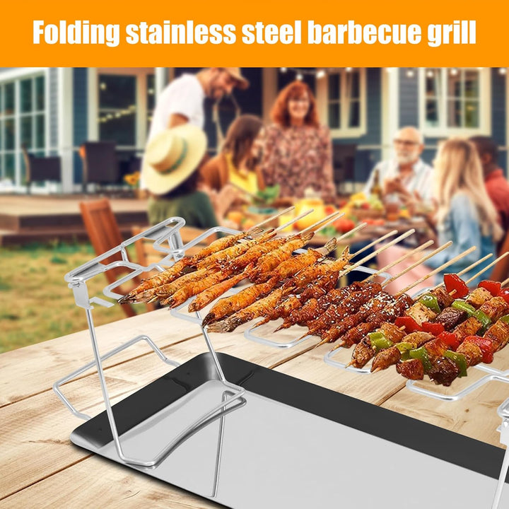 Buwico Grilltes Hühnchen Hühnchenbein Halter, Edelstahl Grill mit Grillplatte, klappbarer praktische
