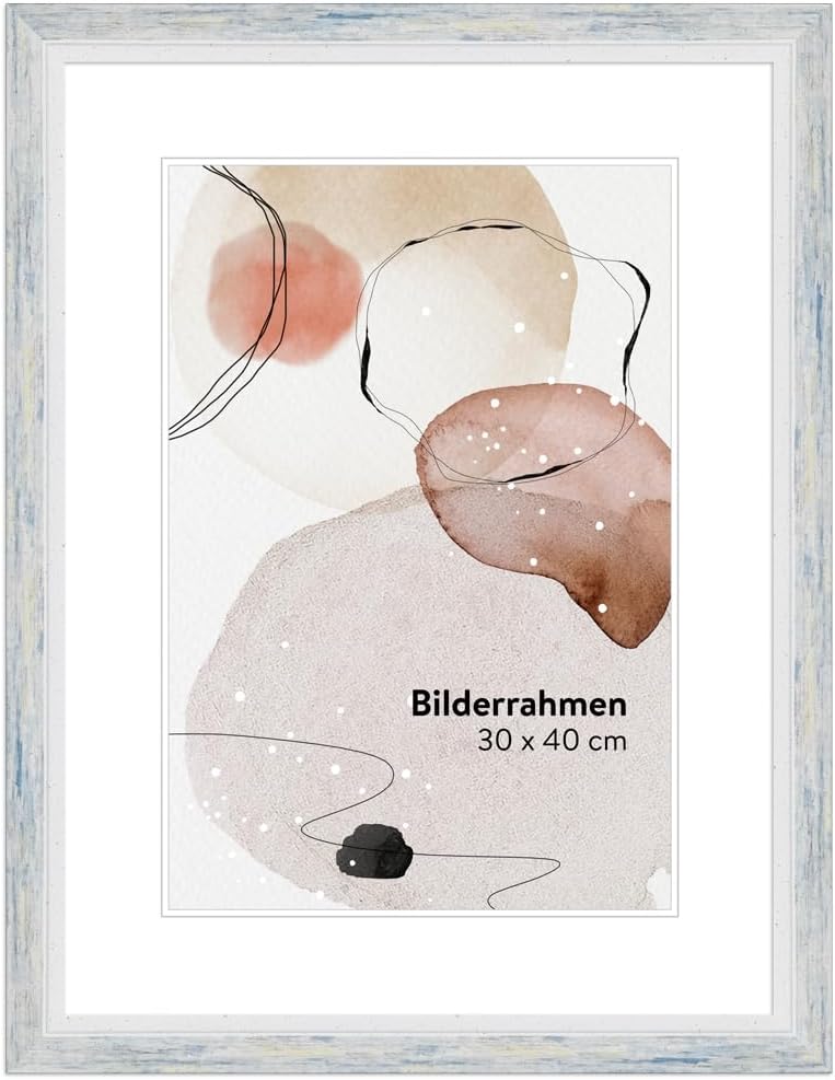 WANDStyle Bilderrahmen Modern 30x40cm I Farbe: Blau I Fotorahmen I klassischer Bilderrahmen I Made i