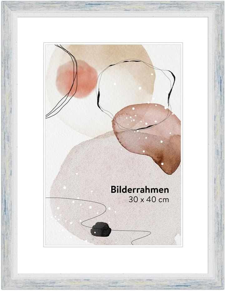 WANDStyle Bilderrahmen Modern 30x40cm I Farbe: Blau I Fotorahmen I klassischer Bilderrahmen I Made i