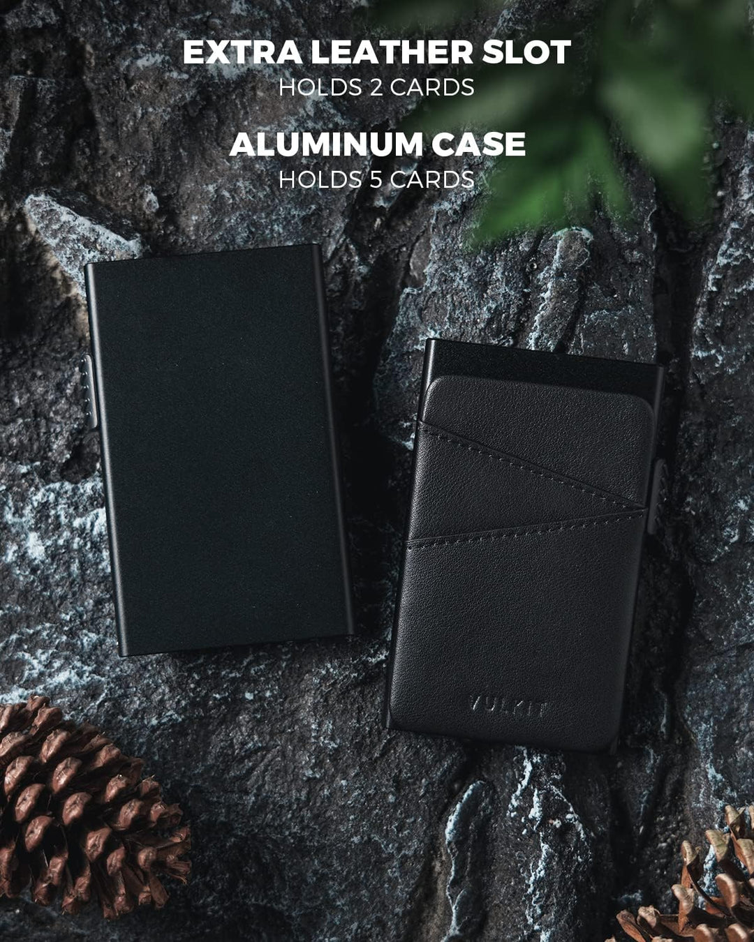 VULKIT Kreditkartenetui Minimalistische Slim Pop Up Geldbörse mit Lederschlitzen RFID-Blockierung fü