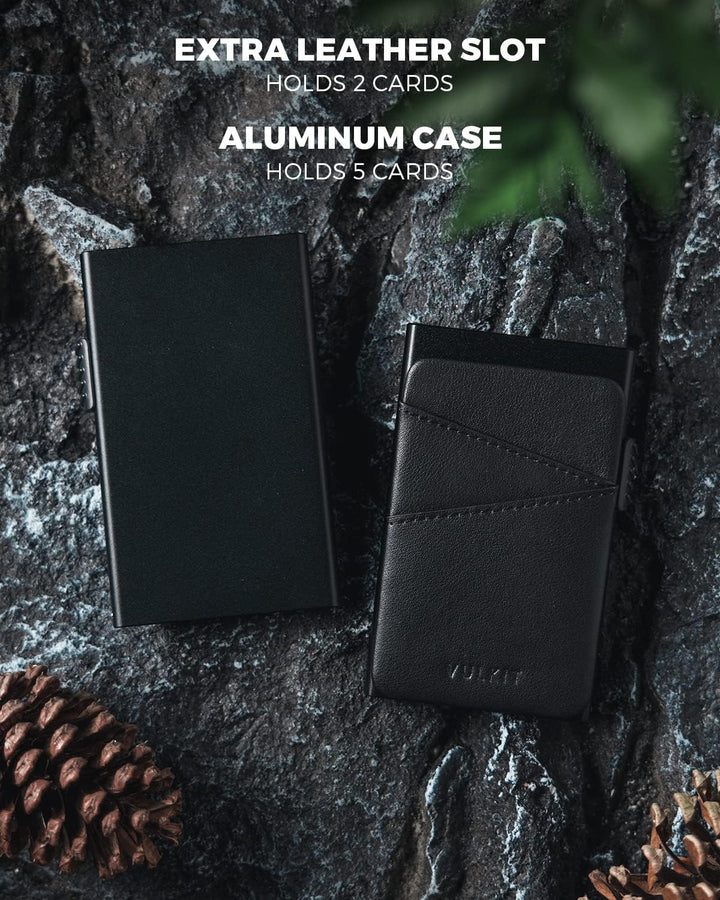 VULKIT Kreditkartenetui Minimalistische Slim Pop Up Geldbörse mit Lederschlitzen RFID-Blockierung fü