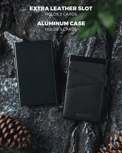 VULKIT Kreditkartenetui Minimalistische Slim Pop Up Geldbörse mit Lederschlitzen RFID-Blockierung fü