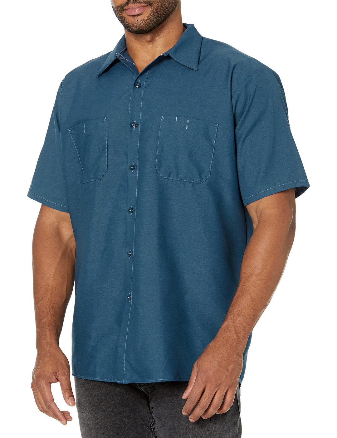 Red Kap Herren Men's Short Sleeve Industrial Work Shirt Work Utility Hemd (1er Pack) M Dunkelblau, M