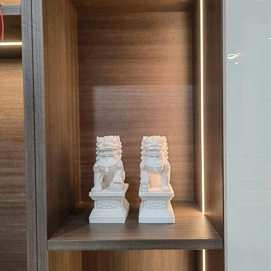 Grosse Foo Dog Statue, 1 Paar Schutzlöwen, asiatische Steinstatuen, Feng Shui, Dekoration für Zuhaus
