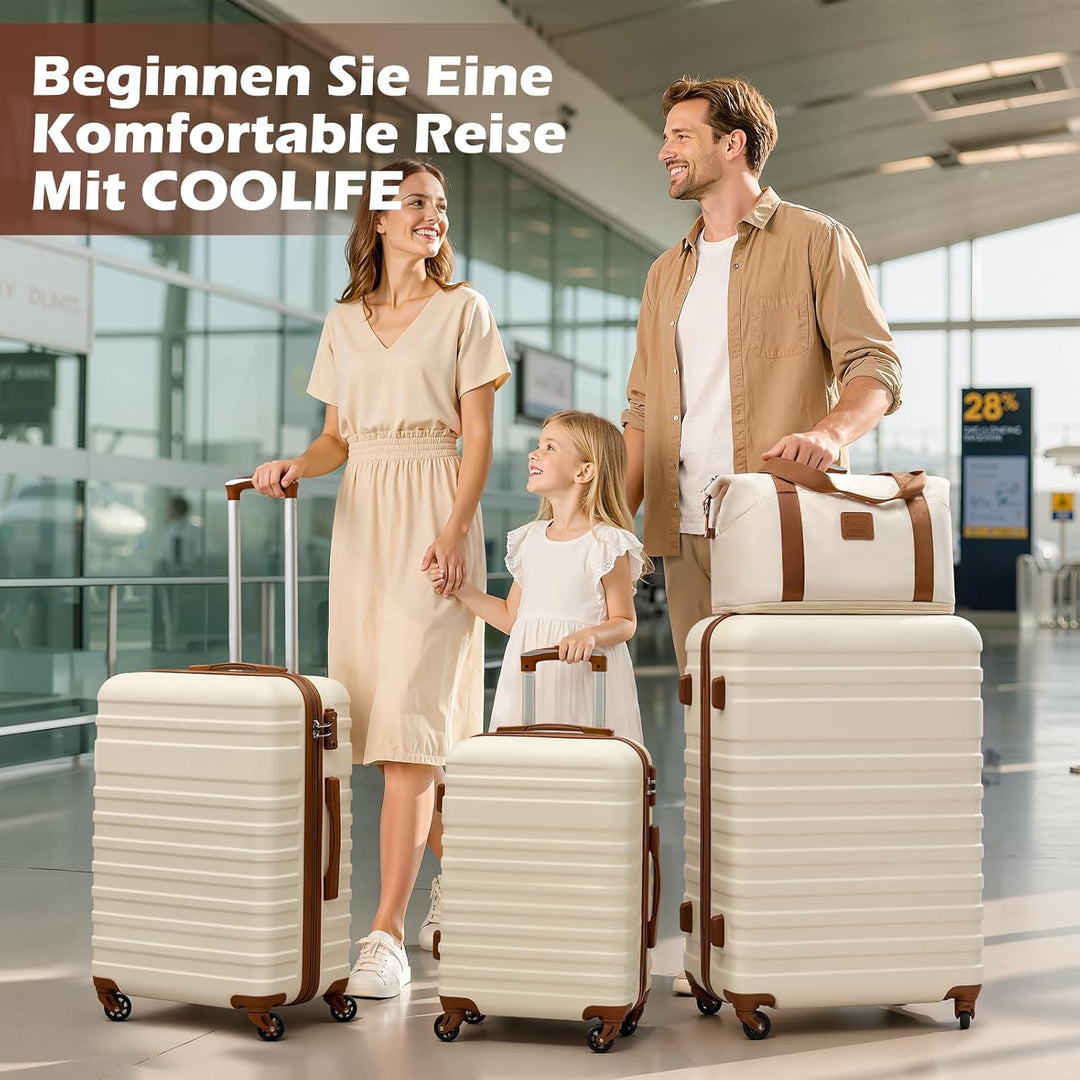 COOLIFE Koffer Trolley Koffer Reisekoffer von ABS Hartschalen Trolley 4 Rollen TSA-Schloss Der Koffe