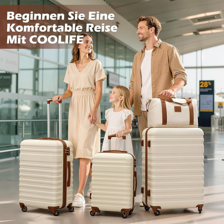 COOLIFE Koffer Trolley Koffer Reisekoffer von ABS Hartschalen Trolley 4 Rollen TSA-Schloss Der Koffe