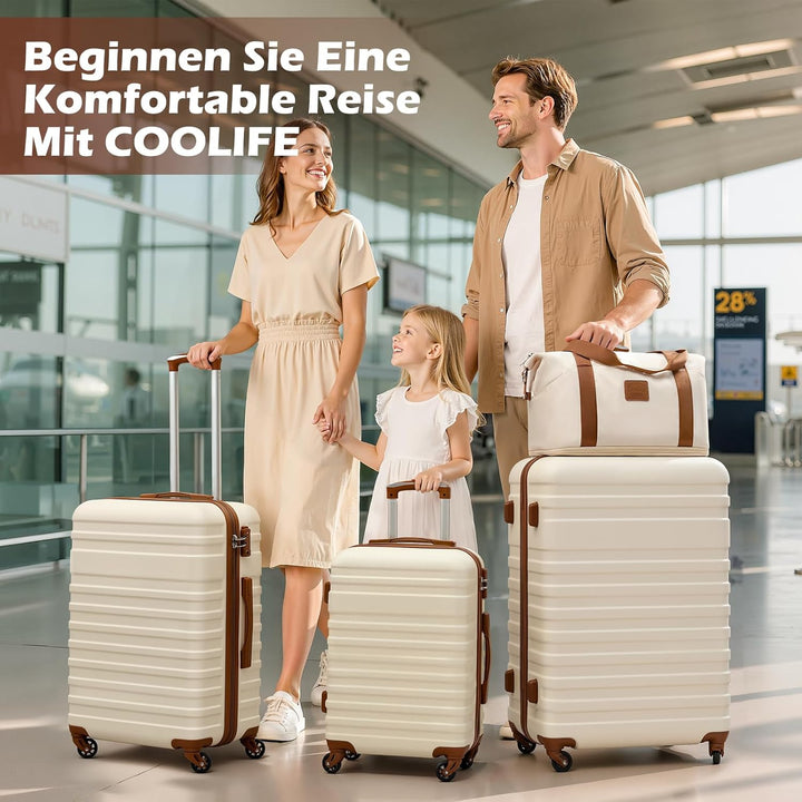 COOLIFE Koffer Trolley Koffer Reisekoffer von ABS Hartschalen Trolley 4 Rollen TSA-Schloss Der Koffe