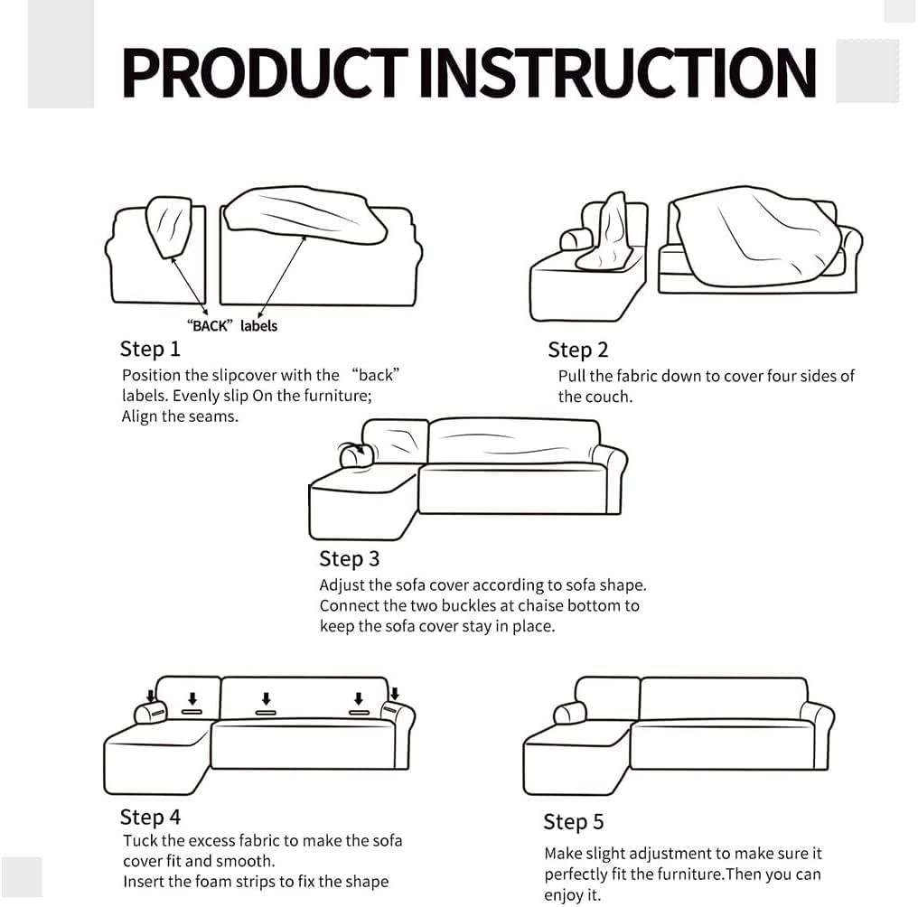 ShowyLive Sofa Überzug Couch Überzug 2er Set für Ecksofa L-Form Sofabezug 3 Sitzer+3 Sitzer, mit 2 S