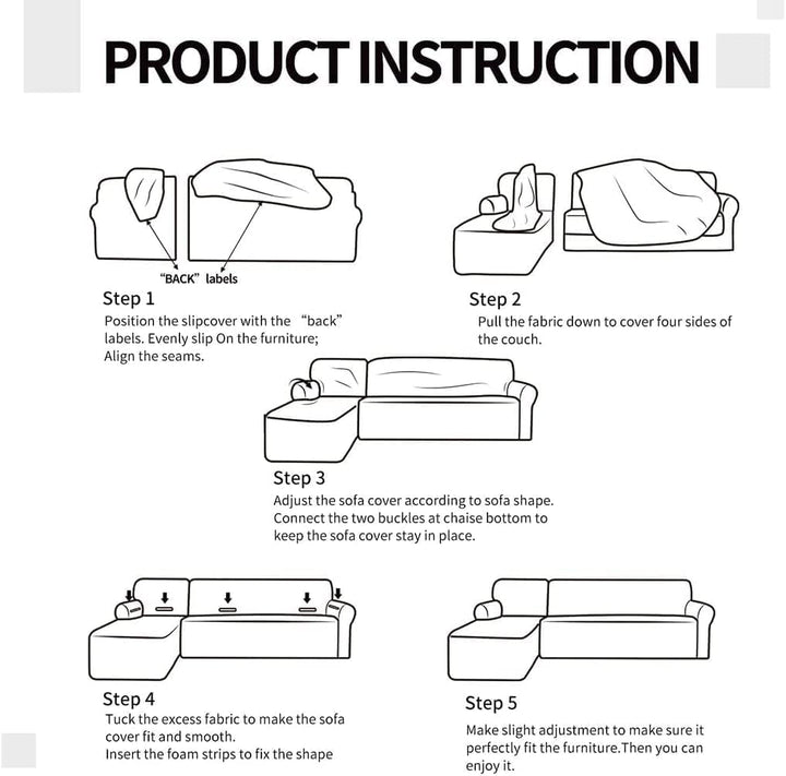 ShowyLive Sofa Überzug Couch Überzug 2er Set für Ecksofa L-Form Sofabezug 3 Sitzer+3 Sitzer, mit 2 S