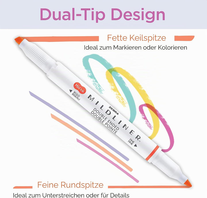 Zebra Pen Mildliner Textmarker-Set mit zwei Enden, Erfrischend und freundlich