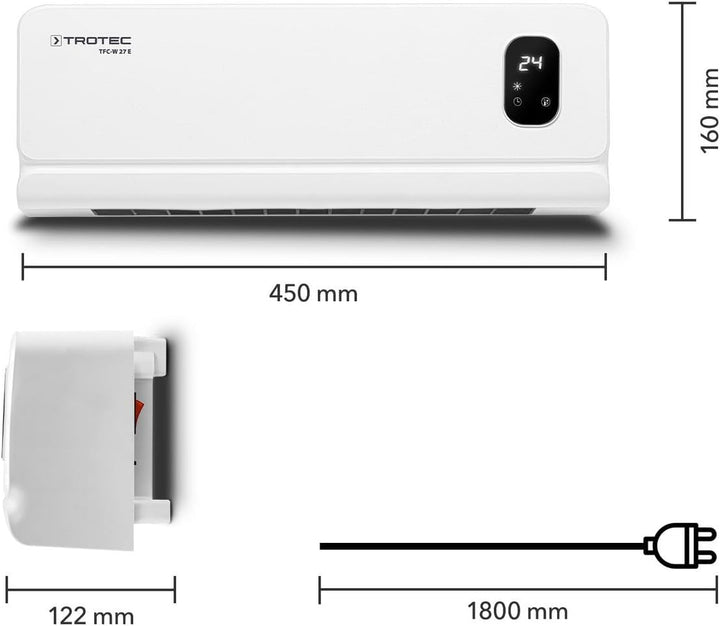 TROTEC Wand Heizlüfter TFC-W 27 E – elektrische Wandheizlüfter für Wandmontage, Heiz- & Lüftungsbetr