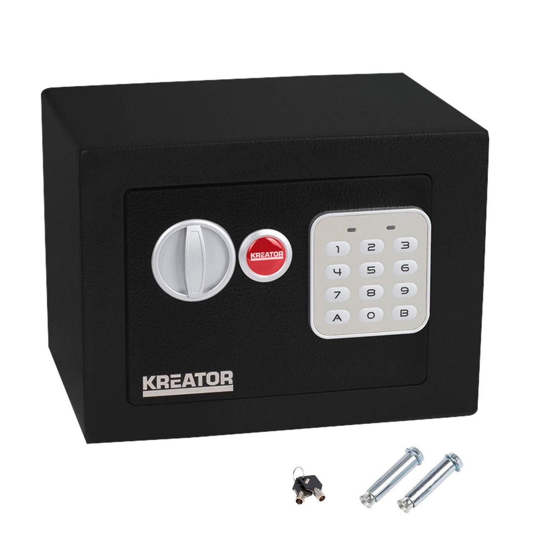 Kreator KRT692007 Minitresor Safe Tresor mit elektronischem Code Zahlenschloss 170x230x170mm