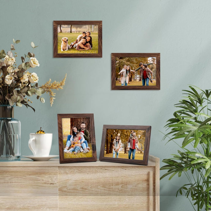 EXYGLO 12er Set Bilderrahmen 13x18 cm, Braune Fotorahmen Collage mit Echtglas für 18x13 cm Fotos und