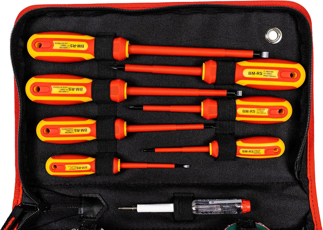 Mannesmann M11214 Elektro-Werkzeugsatz 14-teilig & M19652 Gabelringschl DIN 3113 Satz, 12-tlg Bundle