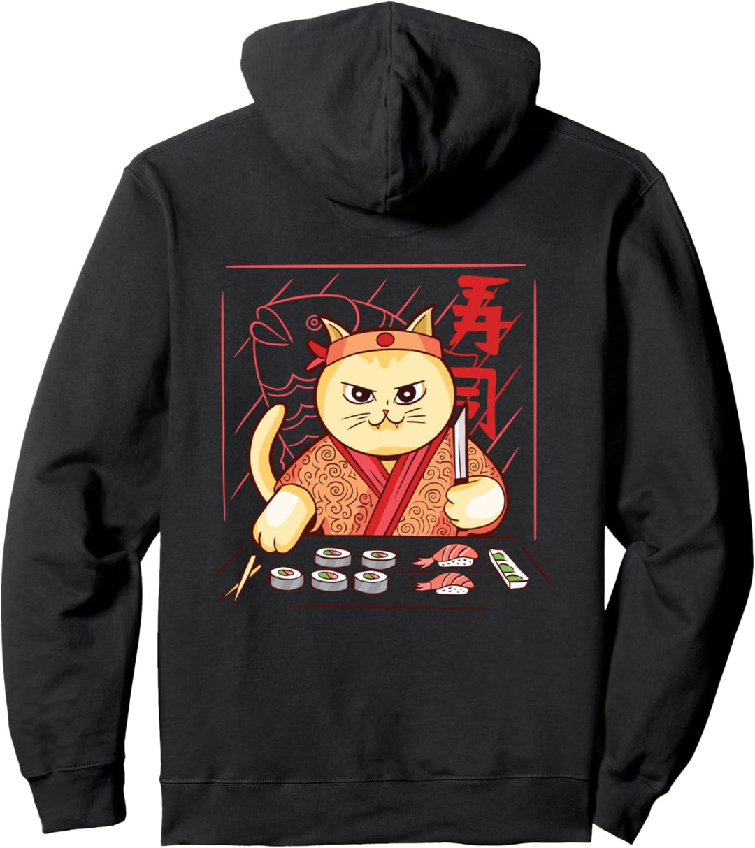 Niedliche Sushi-Chef-Katze Pullover Hoodie