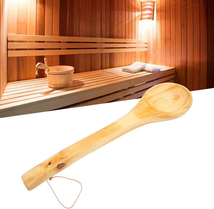 Saunakelle, Grosse Holzkelle Sauna Wasserschöpfkelle Spa Löffel mit Langem Griff für Dampfbad, Sauna