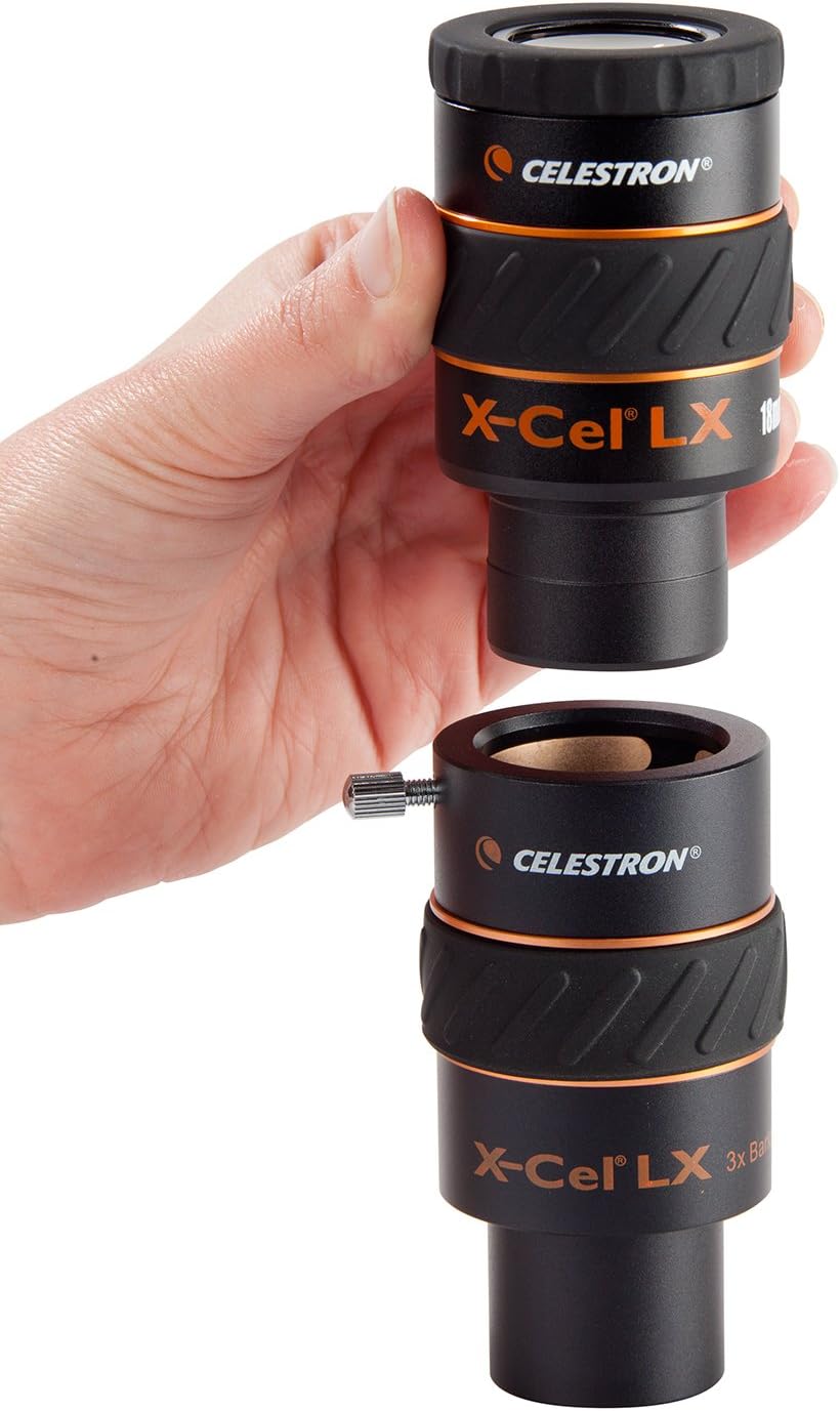 Celestron 93428 1,25'' X-Cel LX 3X Barlowlinse – Schwarz & 94119-A 1,25'' Mondfilter X-Cel LX 3x Bar