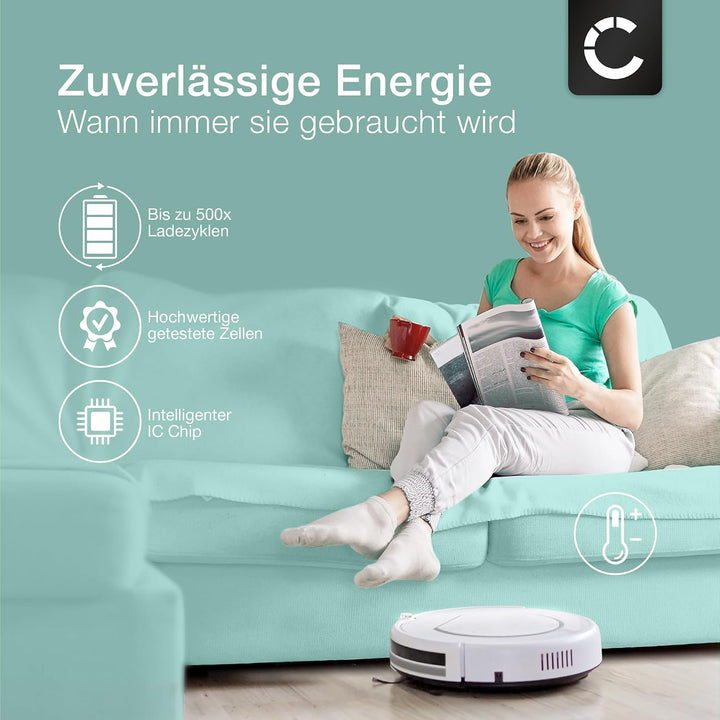 CELLONIC 2X Akku kompatibel mit Roidmi Eve Plus, Xiaomi Viomi S9 2x Akku 5200mAh, 2x Akku 5200mAh