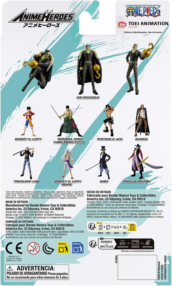 BANDAI – Anime Heroes – One Piece – Anime Heroes Figur 17 cm – Crocodile – Offizielle One Piece Lize