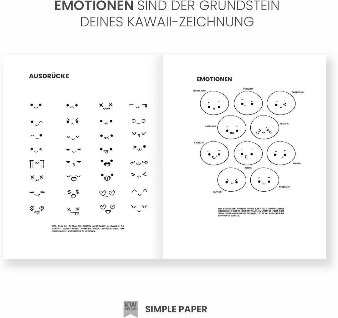 Kawaii zeichnen lernen – über 500 Motive malen lernen: süsse Sachen & süsse Tiere Zeichenbuch - Kawa