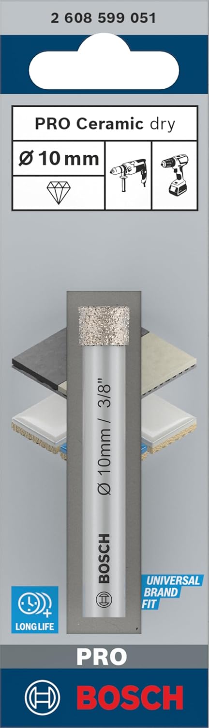 Bosch 1x PRO Ceramic Diamanttrockenbohrer für Zylinderschaft und Bohrmaschine/Schrauber (für Fliesen